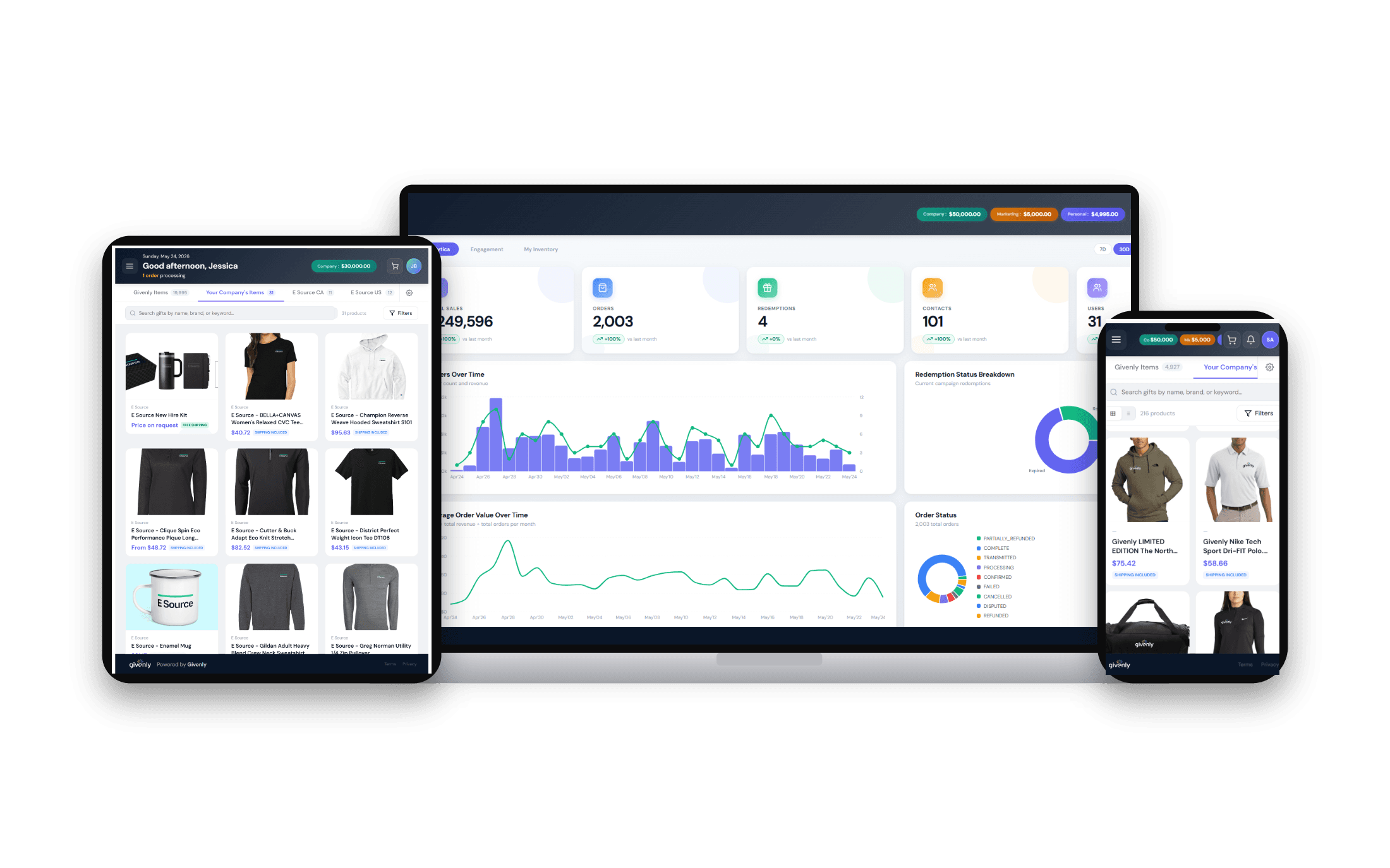 Brand on Demand company storefront showing branded products available for one-unit ordering