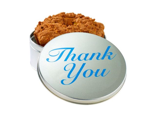 Boston Coffee Cake thank-you tin