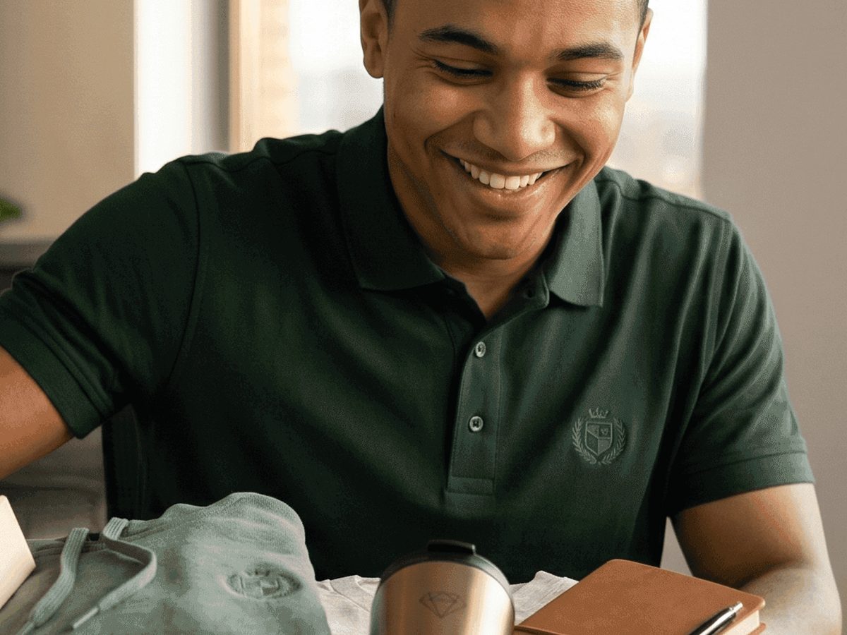 Custom logo polos and quarter-zips for employees
