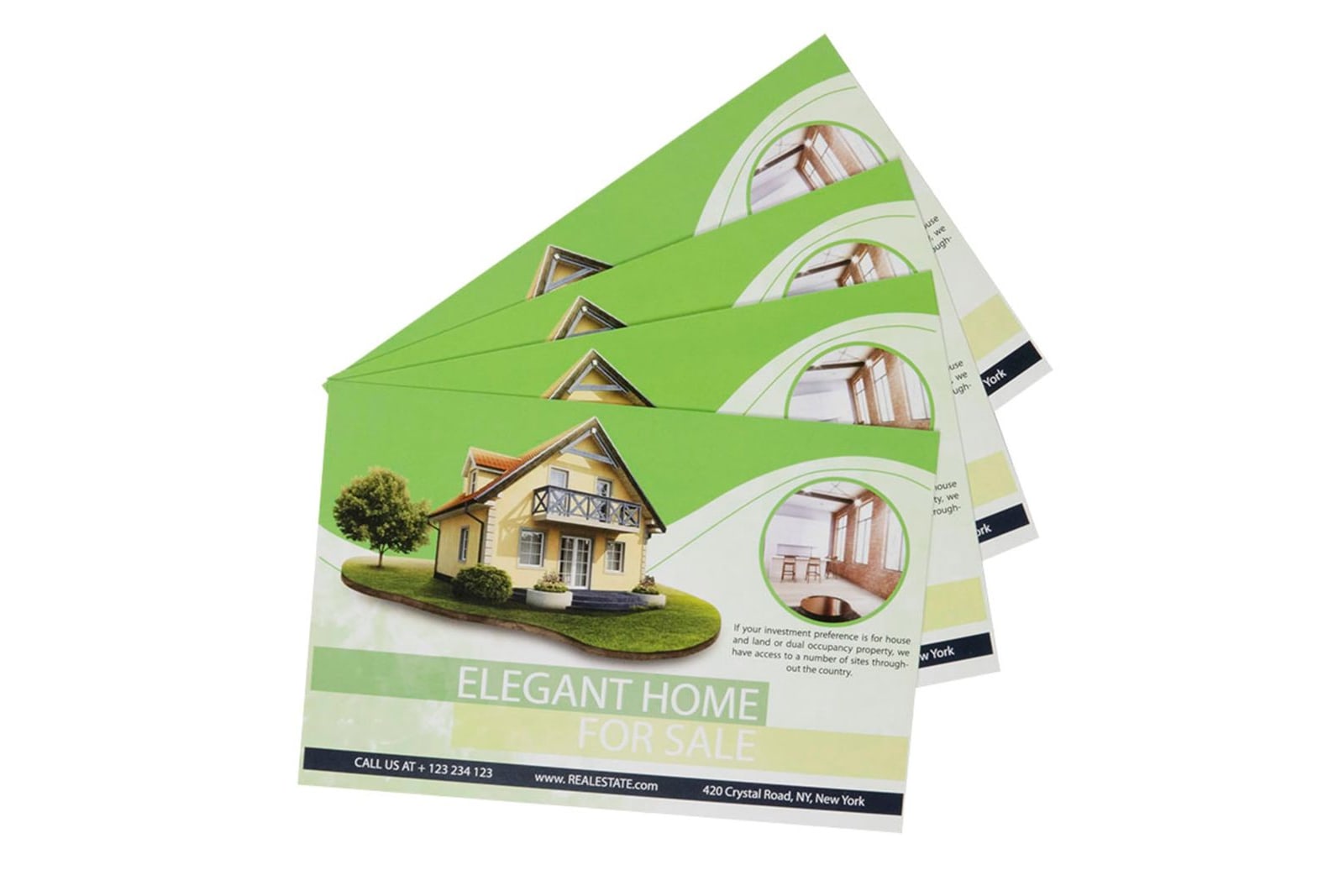 A fanned stack of printed postcards