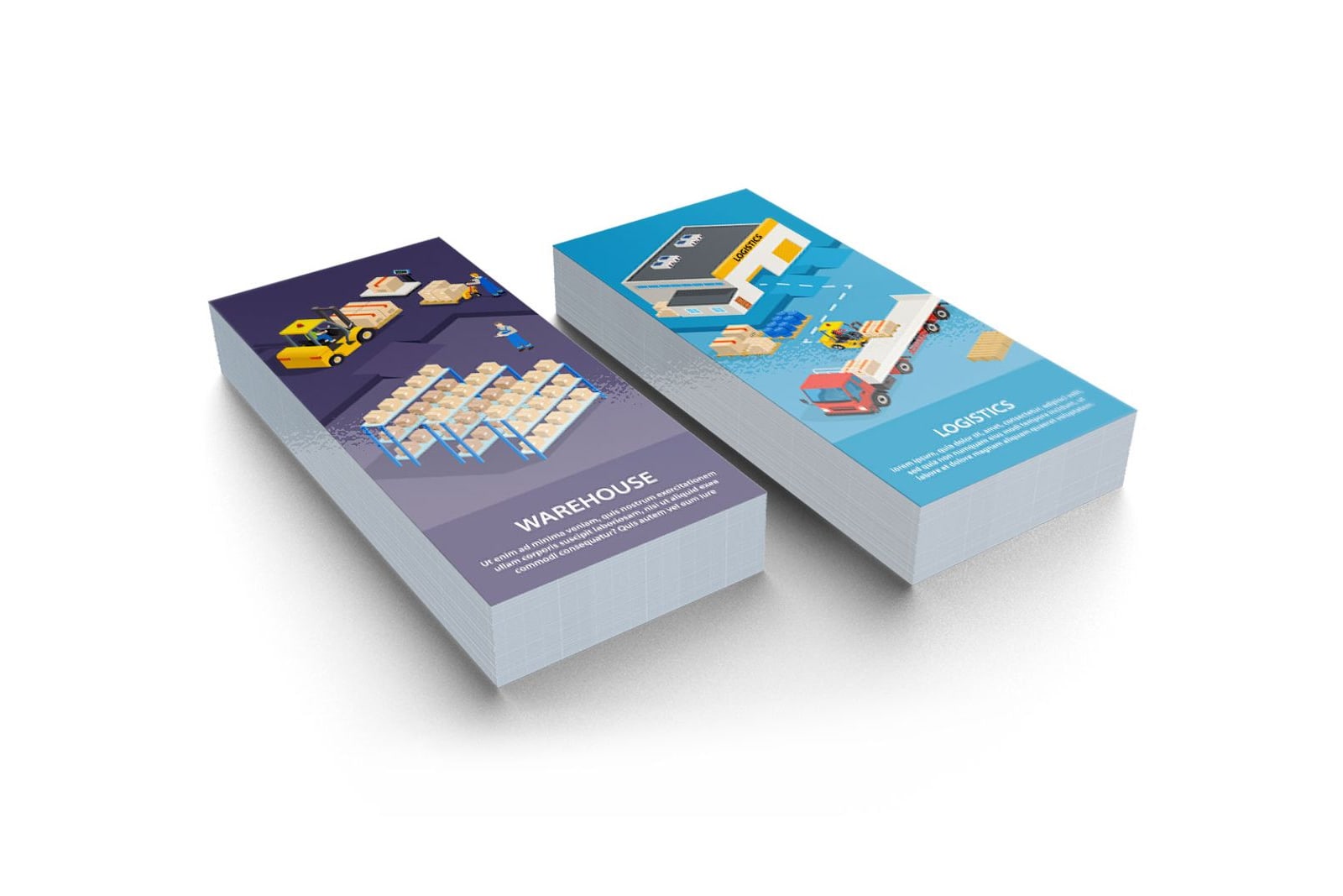 Two stacks of printed rack cards