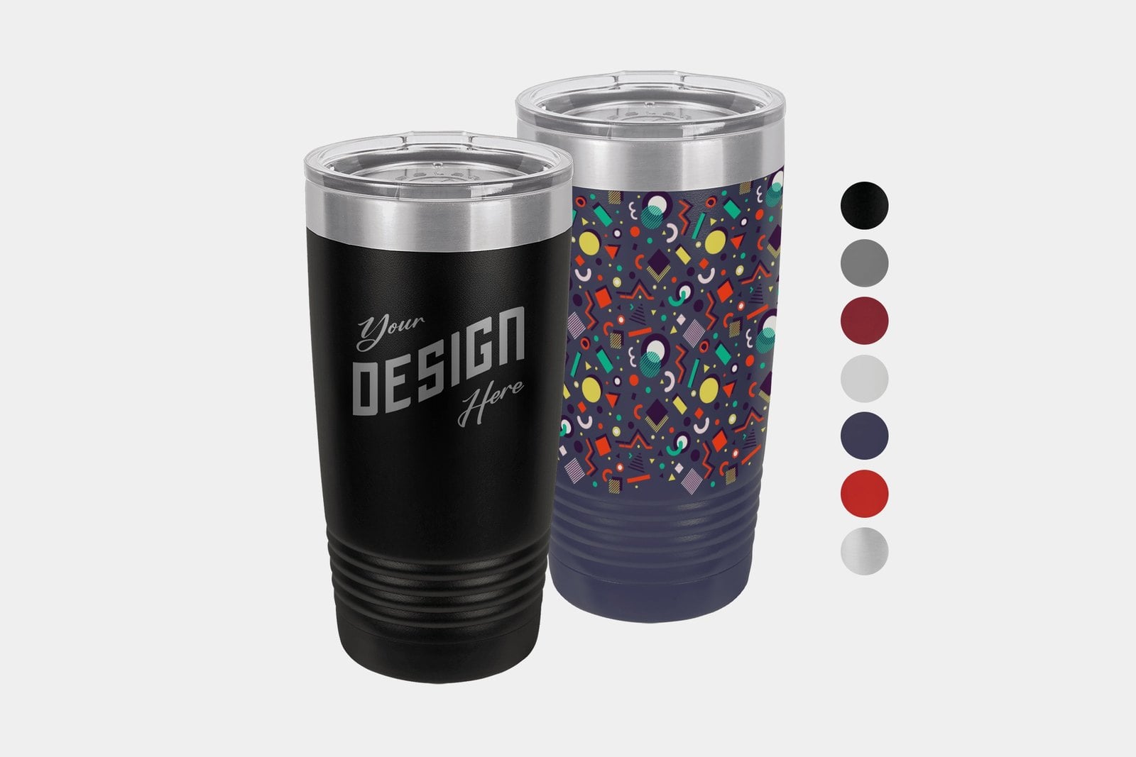 Insulated tumblers with a your-design-here imprint