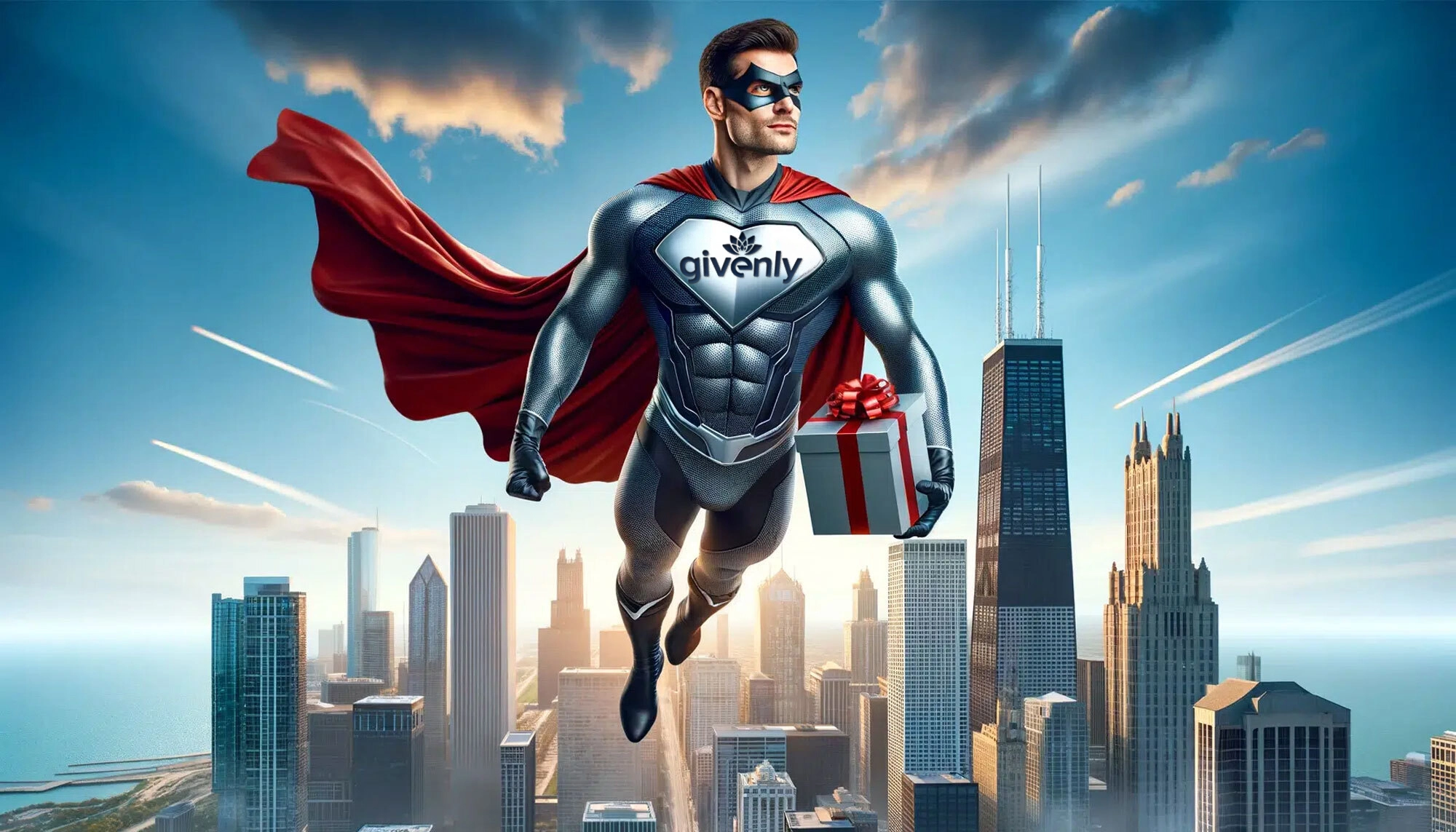Givenly superhero-themed platform banner